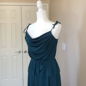 Vintage Emerald Peplum cowl neck dress